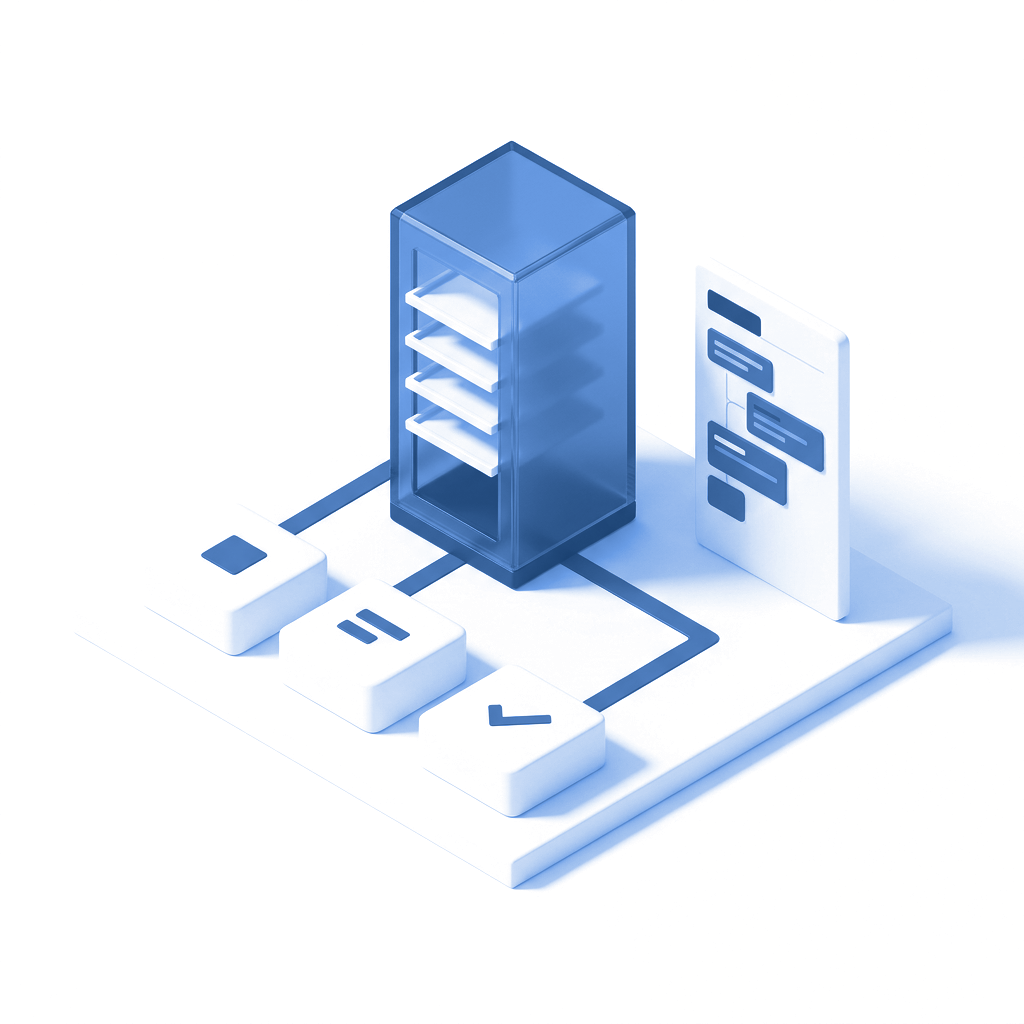 Illustrative blue-and-white model of connected enterprise service processes; not a ServiceNow product image